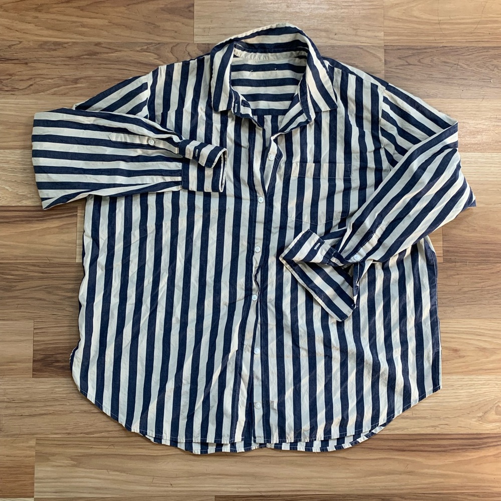 Striped Madewell button-up shirt